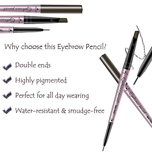 HeyBeauty Eyebrow Pencil with Brow Brush, Double Ended Eyebrow Pen, Automatic Makeup Cosmetic Tool (Dark brown)