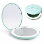 wobsion LED Lighted Travel Makeup Mirror, 1x/10x Magnification Compact Mirror, Portable for Handbag, Purse, Pocket, 3.5 inch Illuminated Folding