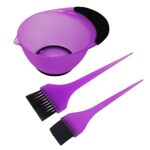 Professional Hairdresser's 3-Piece Purple Tinting Set - Tinting Bowl & 2 Brushes