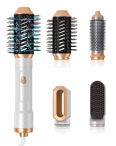 Hot Air Brush Set - 4 in 1 Hair Styler with Hair Dryer with 3 Temperature, Hair Straightening Brush, Suitble for Curling Straightening Drying, Io