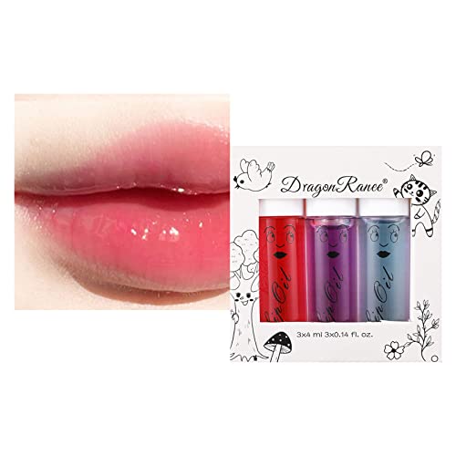 Lip Plumper Gloss Moisturizing Lip Lotion Oils,6Pcs Fruit-flavored Transparent Colorless , Moisturized Liquid Lipstick for Dry and Chapped Lips (