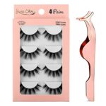 False Eyelashes, 3D Faux Mink Lashes Reusable Long Thick Eyelashes for Makeup Extension, 4 Pairs Hand-made Dramatic Fake Eye with Clip (G107)