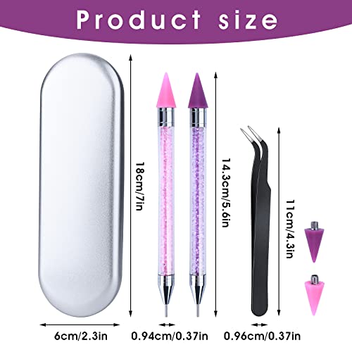 Rhinestone Picker Tool Wax Pencil for Rhinestones diamond painting Dotting Pen 2pcs Dual-Ended Rhinestones Pen with 2 Extra Wax Tips and 1 Nail A