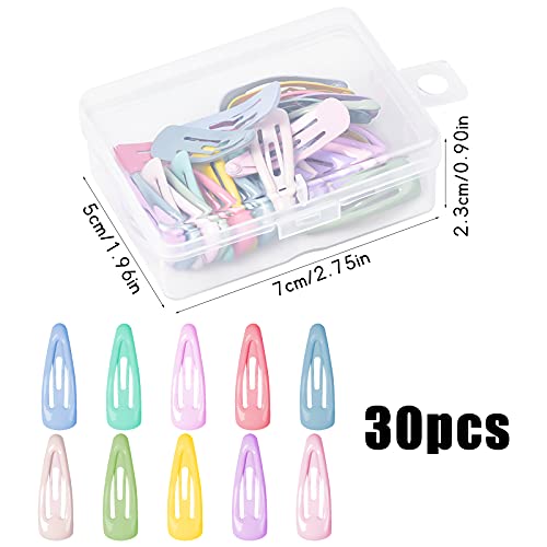 Jinlaili 30 Pcs Baby Snap Hair Clips, 3cm Metal Snap Hair Clips Kids, Mini Barrette Hair Clips, Candy Color Small Hair Clips, Baby Girl Hairpin,