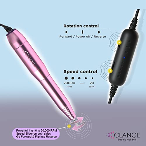 CLANCE Electric Nail Drill - Nail Science Optimized Manicure Pedicure Electric Nail File for Natural & Acrylic Nails | Dream & Create with 11 Mul