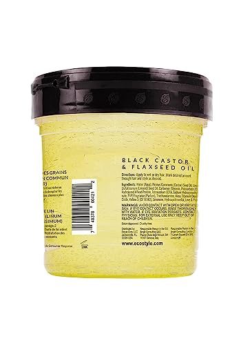 Ecostyle Black Castor And Flax Seed Oil, All Day Hold, Alcohol Free, Paraben Free, Sulphate Free, No Flaking, Anti-Itch, 473 ml