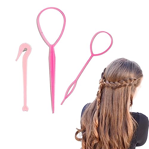Hair Pull Through Tool, 3pcs topsy tail Hair Tool, Hair Looping Tool And Bands Remover Cutter, Ponytail Pull Through Hair Hoop Tool, Hair Tools f