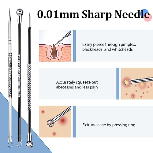 Blackhead Remover Tool Set, 6 PCS Blackhead Tweezer Comedone Extractor Blackhead Removal Tool, Pimple Spot Popping Kit Stainless Steel Black Head