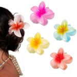 4 Pieces Plumeria Flower Hair Claw Clips Acrylic Hair Jaw Clips Hawaiian Hair Claw Clips Jaw Clip Barrettes Strong Hold Hair Jaw Clamps for Women