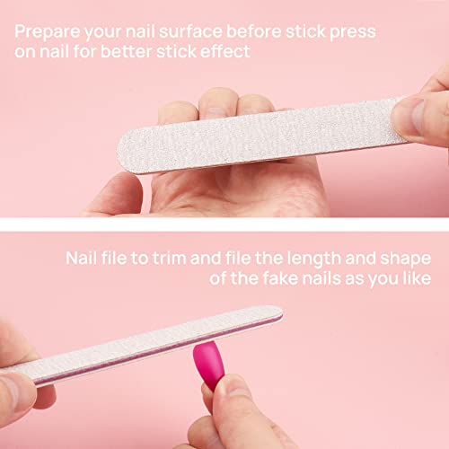 JUSTOTRY 24 Packs (576 PCS) Matte Almond Press on Nails Medium,Acrylic Oval False Nails with Glue and Nail File,Reusable Stick on Nails Short wit