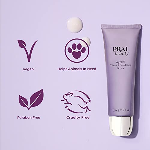 PRAI Beauty Ageless Throat & Decolletage Serum 120ml Neck Skin Firming Serum, Anti Aging Wrinkle Reduction, Improves Skin Tone and Texture