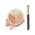 Shefave Concealer Full Coverage,3 Colour Cream Concealer Palettes with Brush - Long Lasting Waterproof Under Eye Concealer - Creamy Blendable Tex