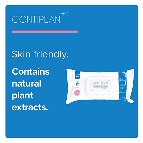 CONTIPLAN Incontinence Cleansing Cloths with Barrier Cream - 24 Pack of 25 Cloths - All in One Cleansing Wipes Cleanses, Soothes and Moisturises