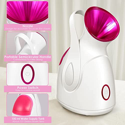 Facial Steamer, 3-in-1 Portable Warm Mist Face Steamer, Newest 10X Penetration Nano Ionic Facial Steamer for Women Moisturizing for Home SPA Clea