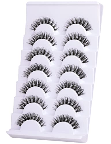 False Eyelashes Natural Look Eye Lashes Wispy CC Curl Russian Eyelashes 14mm Clear Band Strip Lashes That Look Like Extensions Cat Eye Lashes Pac