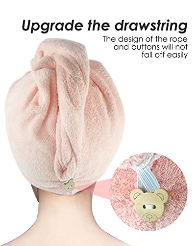 Microfibre Hair Towel, 3 Pack Super Absorbent Hair Towel Wrap with Button Design. Extremely Soft Hair Wrap Towel, Traveling, Beach Excursions, Sp