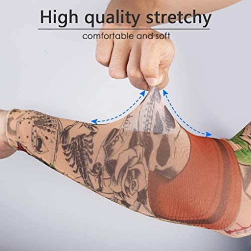 NINVVS 8 fake temporary tattoo arm sets, outdoor sunscreen elastic hand sleeves, neutral cool and handsome tattoos, fashionable body art decorati
