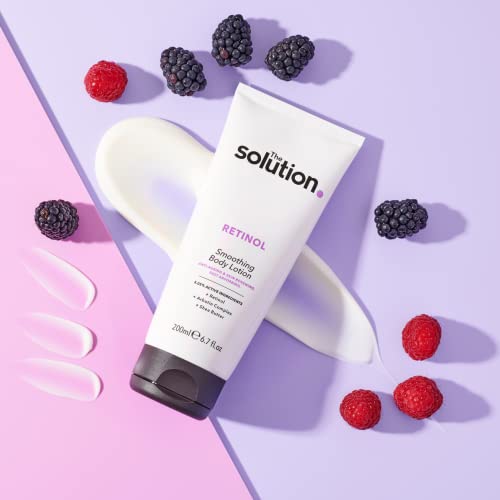 The Solution Retinol Smoothing Body Lotion With Anti-Ageing formula that targets wrinkles and renews skin With Shea Butter to Firm and Hydrate.,