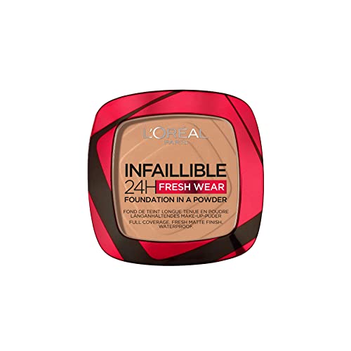 L'Oréal Paris Infallible 24H Fresh Wear Foundation in a Powder, Full-coverage, Longwear, Weightless Smooth Finish, Water-proof and Transfer-proof