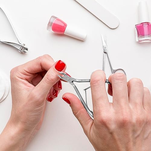 Cuticle Nipper with Cuticle Pusher Nail Cuticle Nipper Silver Stainless Steel Sharp Blades Manicure Tools with Double Spring Nail Care Pedicure N