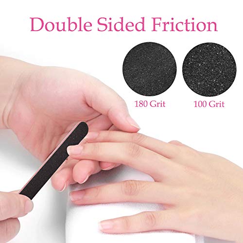 Nail File Set 12 Pcs Nail Files and Buffers 4 Shapes Professional Nail Files Block 100/180 Grit Double Sided Emery Board Manicure Set for Nail Tr