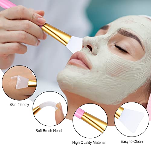 Pinenuts 4 Pack Spa Headband, Makeup Headbands Bowknot Hair Bands with Silicone Facial Cleansing Brush & Face Brush, Coral Fleece Head Wraps for