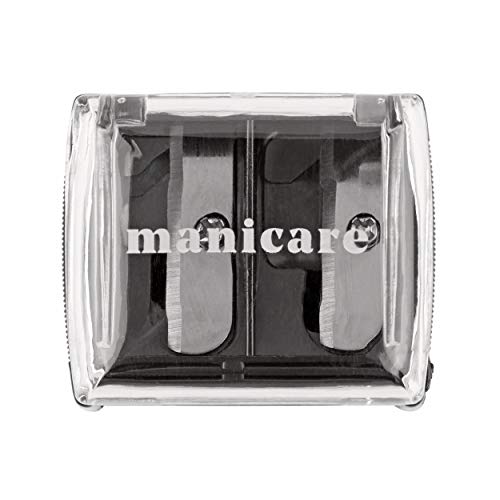 Manicare Dual Cosmetic Pencil Sharpener, For Large And Small Lip, Eye and Brow Pencils, Eyeliner, Lip Liner, Catches Shavings, Cosmetic Makeup To
