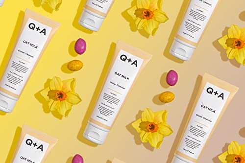 Q+A Oat Milk Cream Cleanser, a Moisturising Face Cleanser Formulated with a Triple Blend of Oat Derived Ingredients to Gently Lift Makeup and Imp
