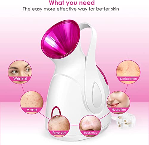 Facial Steamer, 3-in-1 Portable Warm Mist Face Steamer, Newest 10X Penetration Nano Ionic Facial Steamer for Women Moisturizing for Home SPA Clea