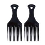 2 Pcs Afro Hair Comb - Black Professional Styling Heat Resistant Afro Comb, Wide Tooth Hair Pick Comb Hairdressing Styling Tool for Natural Curly