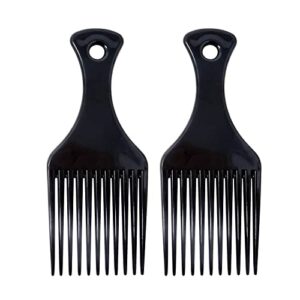2 Pcs Afro Hair Comb - Black Professional Styling Heat Resistant Afro Comb, Wide Tooth Hair Pick Comb Hairdressing Styling Tool for Natural Curly