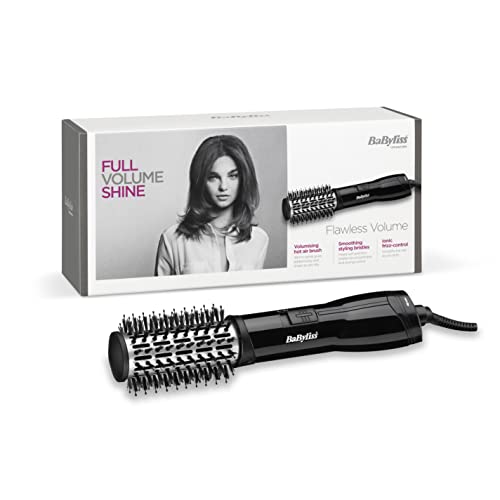 BaByliss Flawless Volume Hot Air Brush, Ionic, Dry and Style, 38mm Titanium-ceramic barrel
