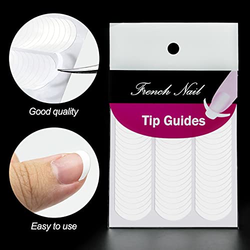 Hanyousheng 1350 Pcs French Nail stickers, 25Sheets French Manicure Stickers, French Tip Stickers, Self-Adhesive Nail Stickers for French Manicur