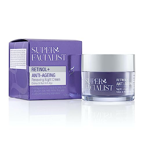 Super Facialist Retinol+ Anti-Ageing Night Cream - Face Cream with Retinol & Hyaluronic Acid for Fine Lines & Wrinkles, Vegan Friendly Anti Agein