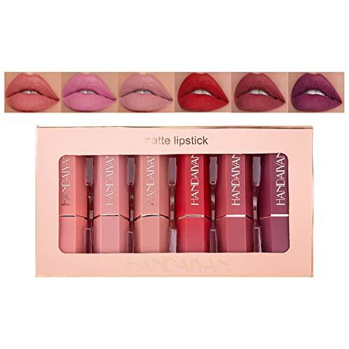 Matte Lipstick Long Lasting, Non Stick Cup Velvet Lipstick Lip Gloss Waterproof Lipstick Professional Lipstick Cosmetics Make Up Gifts Full-Cover