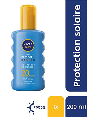 NIVEA SUN Protect & Bronze Bronzing Activator Sun Spray SPF 20 (1 x 200 ml), Sunscreen with UVA/UVB Sun Protection for a naturally bronzed tan