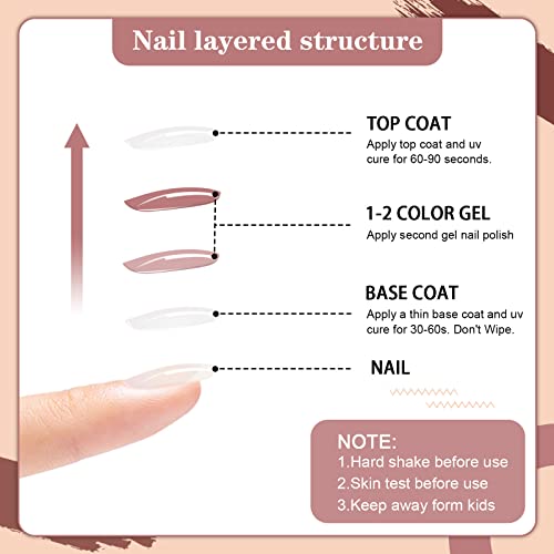 INPING Gel Nail Polish, 6 Colors Nude Gel Polish Bare Apricot Light Beige Natural Skin Dark Brown Popular Collection Soak Off UV/LED Lamp Manicur