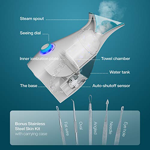 Pure Daily Care NanoSteamer Large 3-in-1 Nano Ionic Facial Steamer with Precise Temp Control - 30 Min Steam Time - Humidifier - Unclogs Pores - B