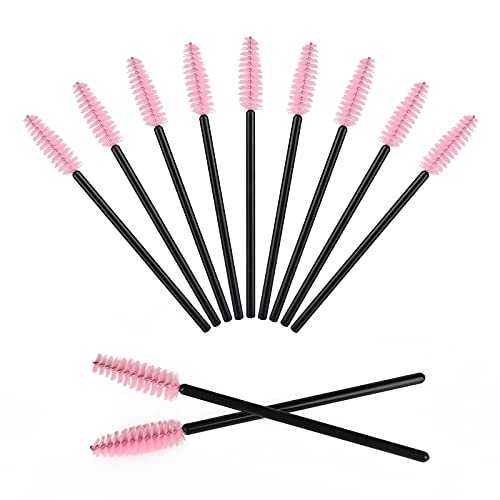 GCQQ 50Pcs Eyelash Wands Disposable, Crystal Mascara Wands Pink, Spoolies Eyelash Brushes for Lash Extensions, Eyebrow Separate