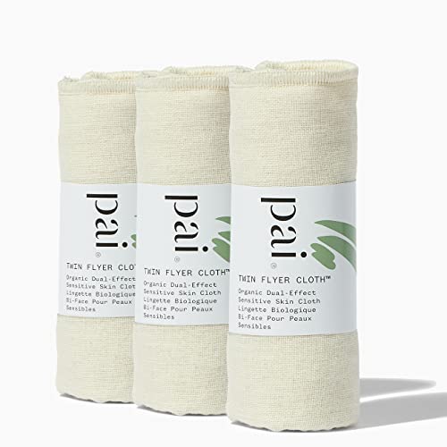 Pai Skincare London | Organic Muslin Face Cloths for Gentle Cleansing and Exfoliation, Reusable Skin Cleansing Wipe for Sensitive Skin. Twin Flye