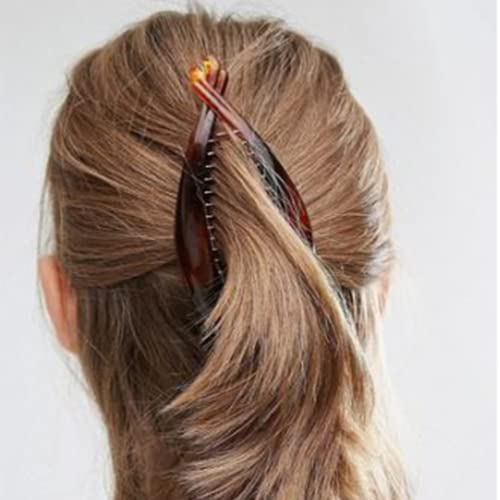 Banana Hair Clip 4 Pieces Banana Fish Hair Clips for Women Banana Clip Double Comb Long Hair Clips Ponytail Hair Comb Banana Hair Comb for Thick