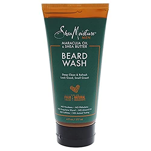 Shea Moisture Mens Beard Wash, Premium All Natural ingredients, Maracuja Oil & Shea Butter Deep Clean & Refresh Cleanser, 6 Ounce