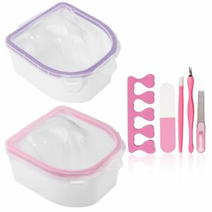 Yokilly Nail Soak Off Bowl,2PCS Nail Soaking Bowl,Acetone Acrylic Remover Kit Nail Bowl,Gel Nail Polish Remover Bowl with 5 PCS Nail Art Tool