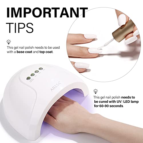 AILLSA White Gel Nail Polish, 15ml Soak Off U V Gel Polish, Color Gel Nail Varnish Long Lasting, Nail Art Manicure Set DIY at Home 1Pcs