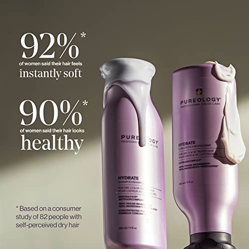 Pureology Hydrate Moisturising Shampoo and Conditioner Duo Set, For Medium to Thick Dry, Colour Treated Hair, Vegan Formulas, Sulphate Free for a
