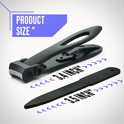 Nail Clippers for Thick Nails 15mm Wide Jaw Stainless Steel Fingernail and Toenail Clipper Set with Nail File Nail Cutter Accessories for Men and