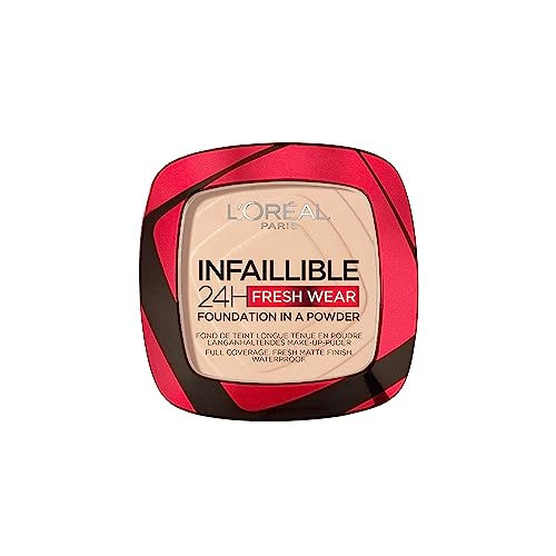 L'Oréal Paris Infallible 24H Fresh Wear Foundation in a Powder, Full-coverage, Longwear, Weightless Smooth Finish, Water-proof and Transfer-proof