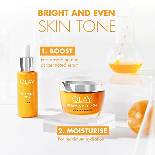 Olay Vitamin C + AHA24 Night Gel Face Cream With Vitamin C, AHA & Niacinamide For Bright And Even Skin Tone, 50ml