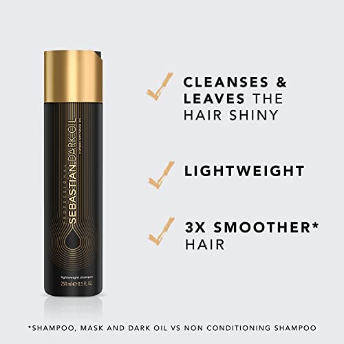 Sebastian Professional Dark Oil Lightweight Shampoo | Smoothen & Nourish | Add Natural Body | For Al