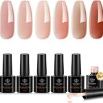 Modelones Builder Gel 6 Colors, 8-in-1 Builder Nail Gel Set for Nails, Hard Gel Builder Nail Strengthener Extension Gel Base Gel Builder Gel in a